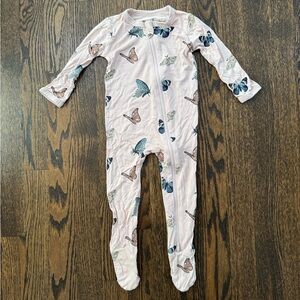 Kyte Baby Zippered Footie Pajamas in Blush Butterfly